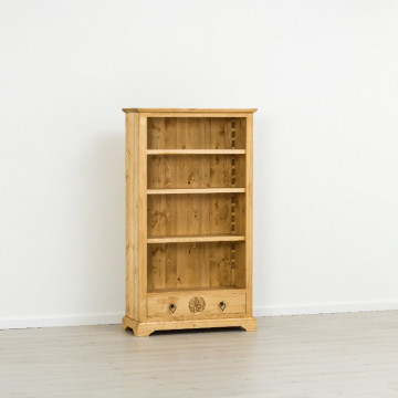 Biblioteca 1 usa si 4 etajere Ursul Carpatin, Lemn masiv rustic, 90 x 38 x 160 cm - Img 5