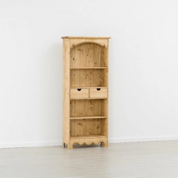 Biblioteca Cabana cu 2 sertare si 3 etajere, Lemn masiv rustic 75 x 33 x 180 cm - Img 4