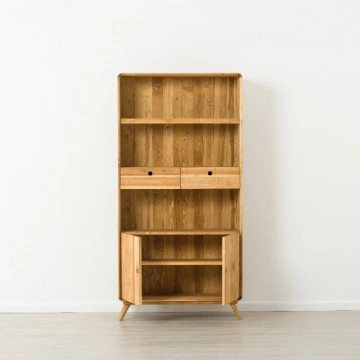 Biblioteca cu 2 usi 2 sertare Sahara, Lemn masiv rustic, 100 x 40 x 200 cm - Img 4