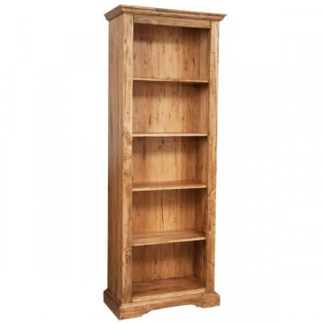Biblioteca Dolce Toscana cu 4 etajere lemn masiv tei, natur antik, 79 x 38 x 211 cm