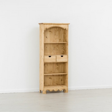 Biblioteca Rustic Flame cu 2 sertare si 3 etajere, Lemn masiv rustic 75 x 33 x 180 cm - Img 4