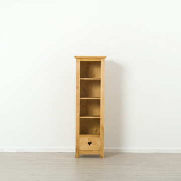 Biblioteca Rustic Floare de Colt Mini cu 4 rafturi si 1 sertar, Lemn masiv 50 x 43 x 160 cm - Img 3