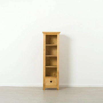 Biblioteca Rustic Floare de Colt Mini cu 4 rafturi si 1 sertar, Lemn masiv 50 x 43 x 160 cm - Img 3
