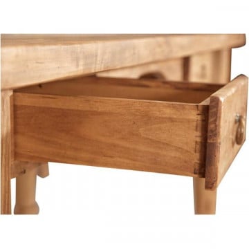 Birou Toscana cu 2 sertare, lemn masiv tei, natur antik, 184 x 92 x 78 cm - Img 4