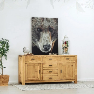 Bufet 2 usi si 6 sertare Ecuador, Lemn masiv rustic, 180 x 50 x 90 cm