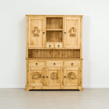 Bufet 5 usi si 5 sertare Rustic Chalet, Lemn masiv rustic, 153 x 38/46 x 200 cm - Img 4