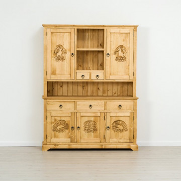 Bufet 5 usi si 5 sertare Ursul Carpatin, Lemn masiv rustic, 153 x 38/46 x 200 cm - Img 4