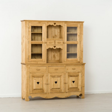 Bufet bucatarie Cabana, 4 usi 8 sertare 2 nise, Lemn masiv rustic, 160 x 45/42 x 197 cm - Img 5