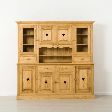 Bufet bucatarie Cabana 8 usi 4 sertare, Lemn masiv rustic, 200 x 48/40 x 200 - Img 3