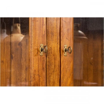 Bufet cu vitrina Dolce Toscana lemn masiv de tei nuc antik, 230 x 38/50 x 226 cm - Img 4