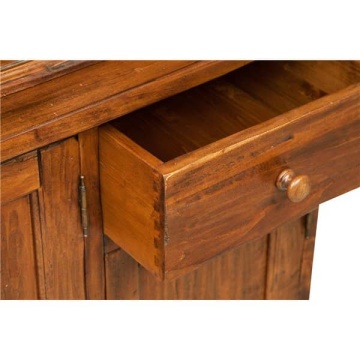 Bufet cu vitrina Toscana nuc antik lemn masiv de tei, 156 x 50 x 200 cm - Img 4