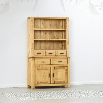 Bufet de bucatarie 2 usi si 5 sertare Ecuador, Lemn masiv rustic, 110 x 50/42 x 195 cm - Img 7