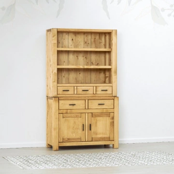 Bufet de bucatarie 2 usi si 5 sertare Ecuador, Lemn masiv rustic, 110 x 50/42 x 195 cm - Img 7