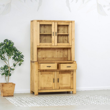 Bufet de bucatarie 4 usi si 2 sertare Ecuador, Lemn masiv rustic, 110 x 50/38 x 190 cm - Img 3