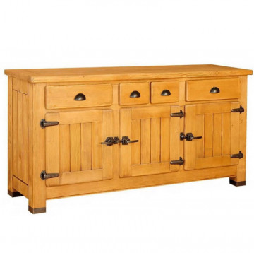 Bufet Montana lemn masiv, 3 usi si 4 sertare, 167 x 48 x 86 cm - Img 4