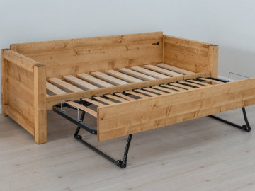 Canapea Rustica Ecuador model extensibil cu tapiterie, Lemn masiv rustic, 206 x 90 x 70 cm - Img 8