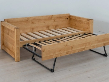 Canapea Rustica Ecuador model extensibil cu tapiterie, Lemn masiv rustic, 206 x 90 x 70 cm - Img 8