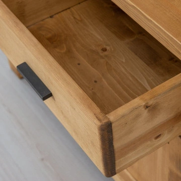 Comoda 2 usi si 2 sertare Ecuador, Lemn masiv rustic, 90 x 46 x 85 cm - Img 6