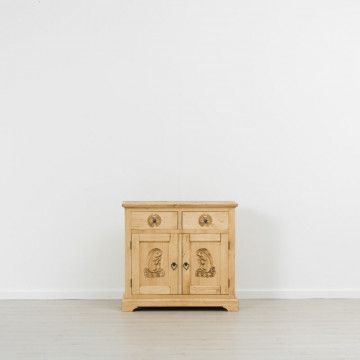 Comoda 2 usi si 2 sertare Rustic Chalet, Lemn masiv rustic, 92 x 46 x 85 cm - Img 5