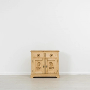 Comoda 2 usi si 2 sertare Rustic Chalet, Lemn masiv rustic, 92 x 46 x 85 cm - Img 5