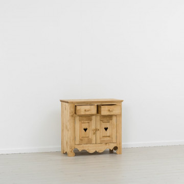 Comoda Cabana cu 2 usi 2 sertare, Lemn masiv rustic, 90 x 46 x 85 cm - Img 4