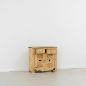Comoda Cabana cu 2 usi 2 sertare, Lemn masiv rustic, 90 x 46 x 85 cm - Img 4