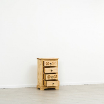 Comoda cu 4 sertare Ursul Carpatin, Lemn masiv rustic, 52 x 38 x 85 cm - Img 3