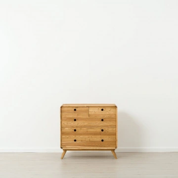 Comoda cu 5 sertare Sahara, Lemn masiv rustic, 90 x 45 x 85 cm - Img 6