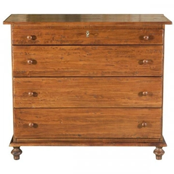Comoda Dolce Toscana 4 sertare lemn masiv tei, nuc antik, 114 x 48 x 99 cm - Img 3
