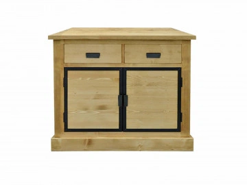 Comoda lemn masiv Industrial Wood cu 2 usi si 2 sertare, 108 x 50 x 90 cm - Img 3