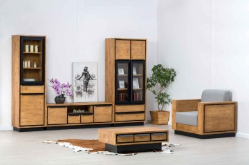 Comoda Lemn masiv Mexicana, 2 usi, 2 sertare si nisa, 160 x 40 x 55 cm - Img 8