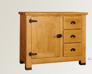 Comoda Montana lemn masiv, 1 usa si 3 sertare, 100 x 48 x 86 cm