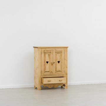 Comoda pantofi Cabana cu 2 usi si 1 sertar, lemn masiv rustic, 88 x 43 x 115 cm - Img 3