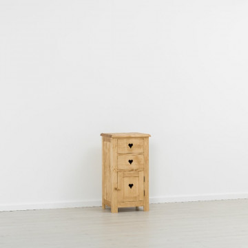 Comoda Rustic Floare de Colt 1 usa si 2 sertare, Lemn masiv 48 x 42 x 89 cm - Img 5