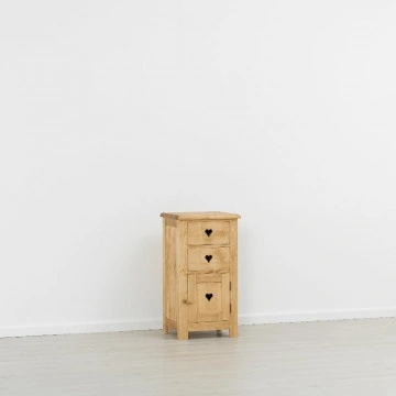 Comoda Rustic Floare de Colt 1 usa si 2 sertare, Lemn masiv 48 x 42 x 89 cm - Img 5