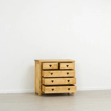 Comoda Rustic Floare de Colt cu 5 sertare din Lemn masiv 100 x 42 x 89 cm - Img 3
