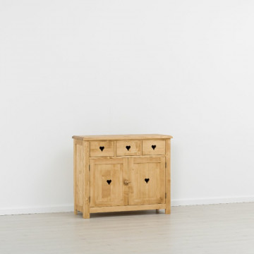 Comoda Rustic Love 2 usi si 3 sertare, Lemn masiv rustic, 106 x 42 x 89 cm - Img 5