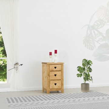 Comoda Rustic Love 3 sertare, Lemn masiv rustic, 48 x 42 x 89 cm - Img 1