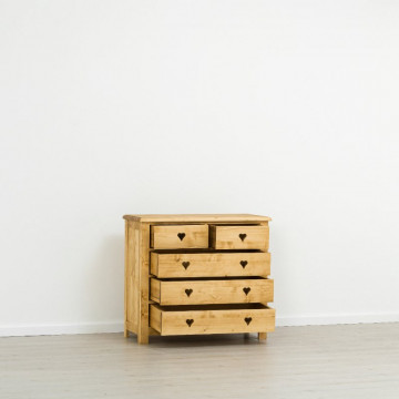 Comoda Rustic Love 5 sertare, Lemn masiv rustic, 100 x 42 x 89 cm - Img 3