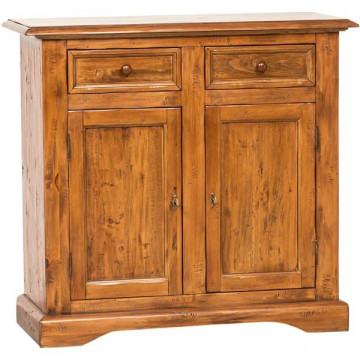 Comoda Toscana 2 usi si 2 sertare lemn masiv tei, nuc antik, 110 x 45 x 103 cm - Img 2
