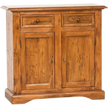 Comoda Toscana 2 usi si 2 sertare lemn masiv tei, nuc antik, 110 x 45 x 103 cm - Img 2