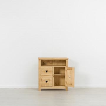 Comoda TV Rustic Floare de Colt cu 1 usa si 2 sertare din Lemn masiv 84 x 42 x 89 cm - Img 2