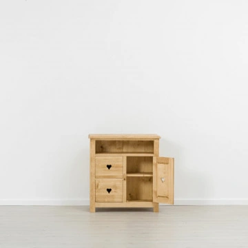 Comoda TV Rustic Floare de Colt cu 1 usa si 2 sertare din Lemn masiv 84 x 42 x 89 cm - Img 2