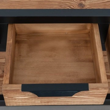 Comoda TV Rustic Loft 2 sertare si 2 nise, Lemn masiv rustic, 100 x 40 x 50 cm - Img 5