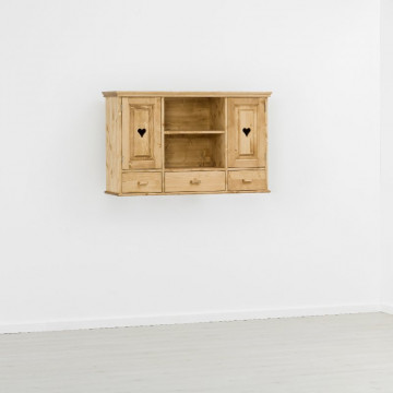 Corp de bucatarie Cabana cu 2 usi, 3 sertare, lemn masiv rustic, 120 x 38 x 75 cm - Img 6