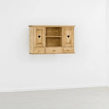 Corp de bucatarie Cabana cu 2 usi, 3 sertare, lemn masiv rustic, 120 x 38 x 75 cm - Img 6
