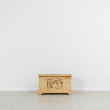 Cufar sculptat Ursul Carpatin, Lemn masiv rustic, 90 x 45 x 50 cm - Img 4
