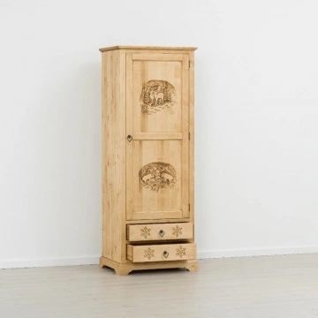 Dulap 1 usa si 2 sertare Rustic Chalet, Lemn masiv rustic, 75 x 55 x 200 cm - Img 3