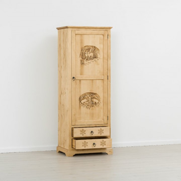 Dulap 1 usa si 2 sertare Ursul Carpatin, Lemn masiv rustic, 75 x 55 x 200 cm - Img 3