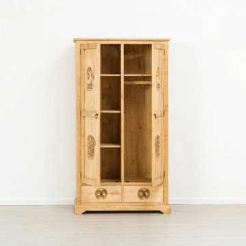 Dulap 2 usi si 2 sertare Rustic Chalet, Lemn masiv rustic, 110 x 65 x 200 cm - Img 2